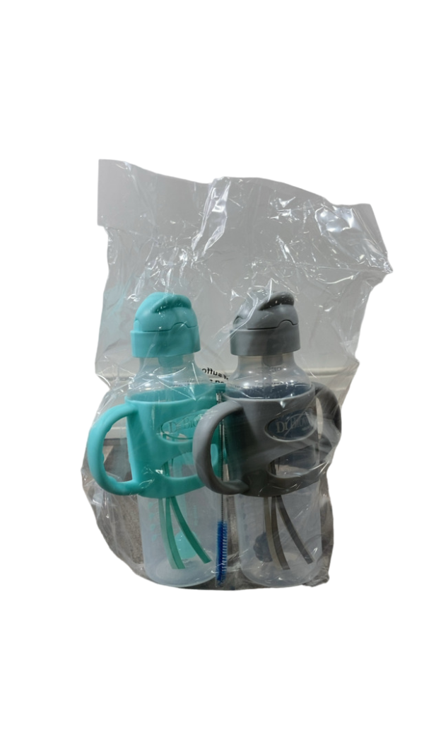 Dr. Brown s Milestones Sippy Spout Bottle with Silicone Handles, 2 Pack, Narrow-Neck, Green Gray, 8 oz 250 ml Online Sale